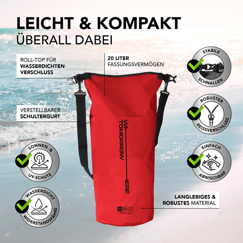 Where Tomorrow Dry Bag 20L - Style 02 - Rot