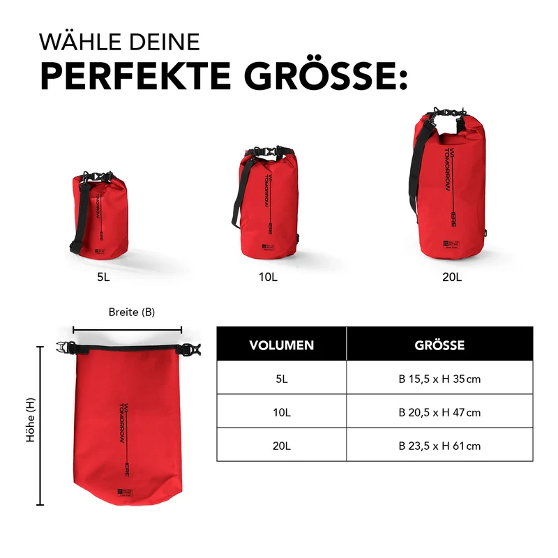 Where Tomorrow Dry Bag 20L - Style 02 - Rot