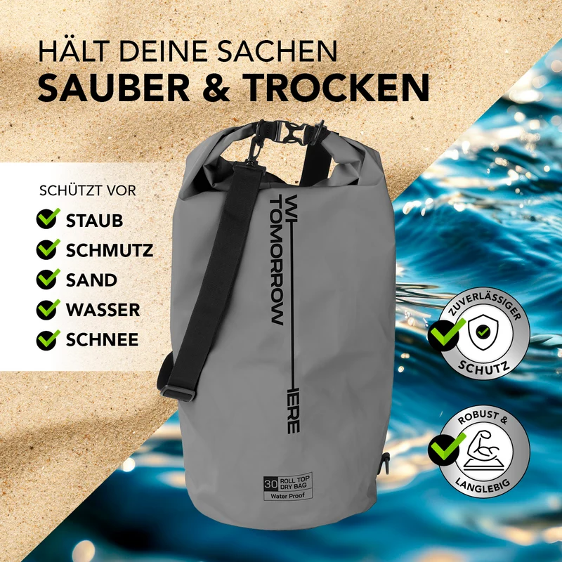 Where Tomorrow Dry Bag 30L - Style 02 - Grau