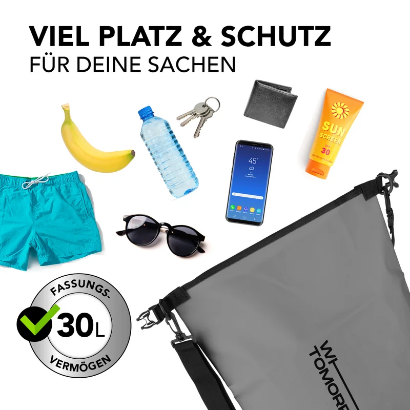 Where Tomorrow Dry Bag 30L - Style 02 - Grau