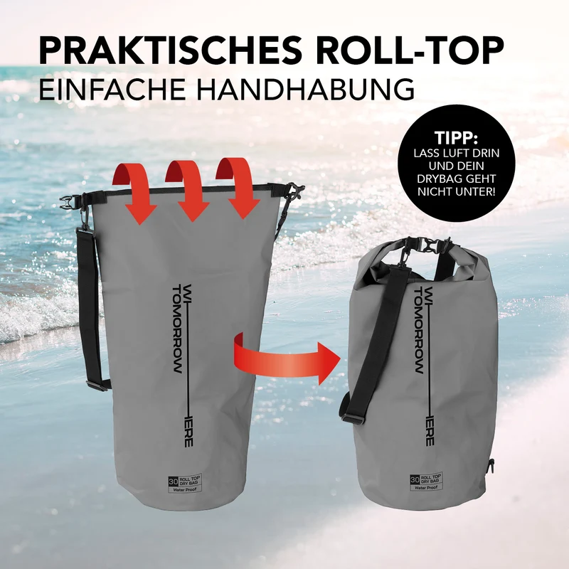 Where Tomorrow Dry Bag 30L - Style 02 - Grau