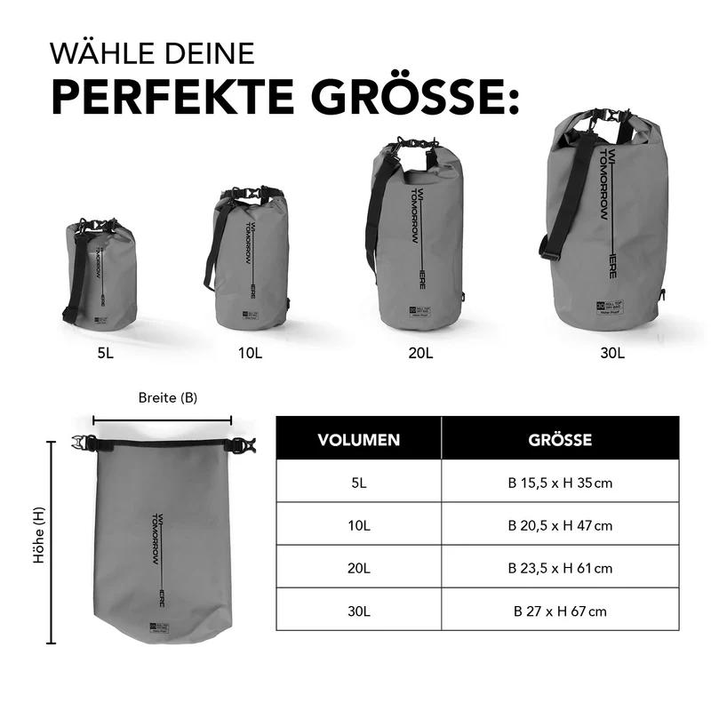 Where Tomorrow Dry Bag 30L - Style 02 - Grau