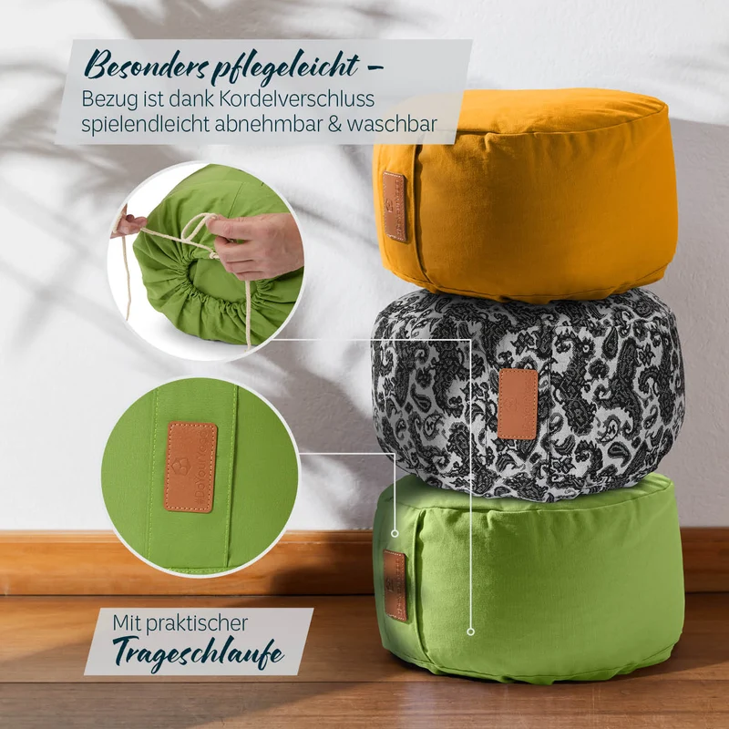 #DoYourYoga Yoga-Kissen Vishnu - gefüllt mit Bio-Buchweizenschalen - Rund 30 x 30 x 15 cm - Hellgrün
