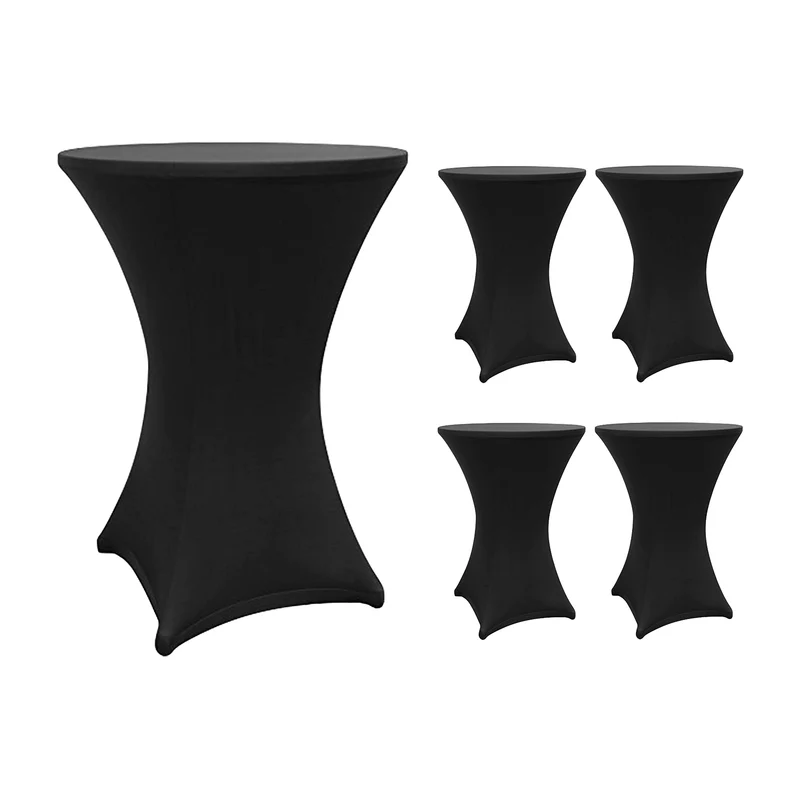 LUMALAND Stehtischhusse - Tisch Bezug - Husse - Ø 80-85 cm - Schwarz - 5er-Set