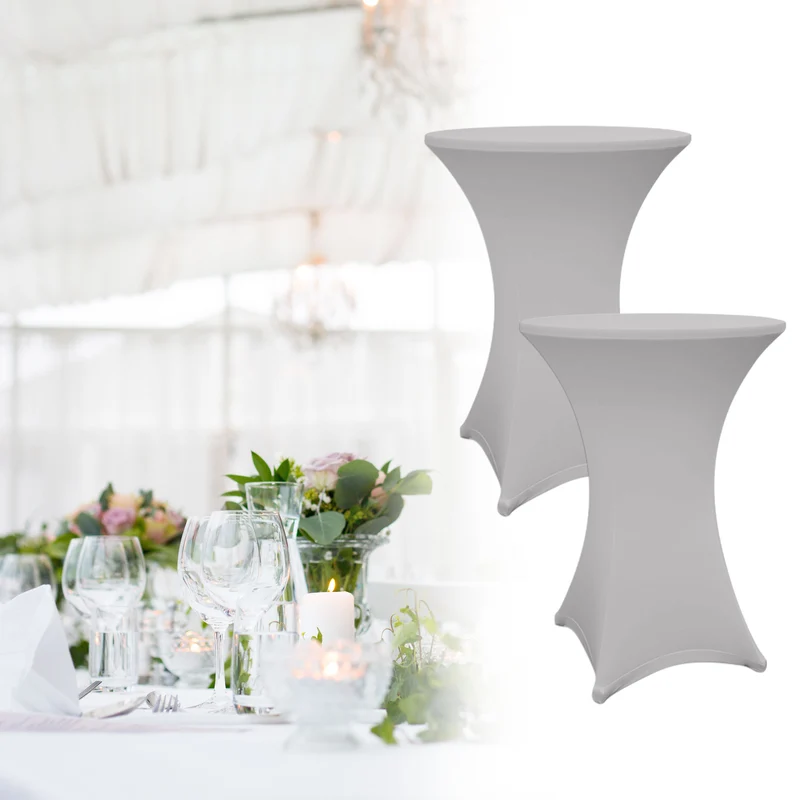 LUMALAND Stehtischhusse - Tisch Bezug - Husse - Ø 80-85 cm - Silbergrau - 2er-Set