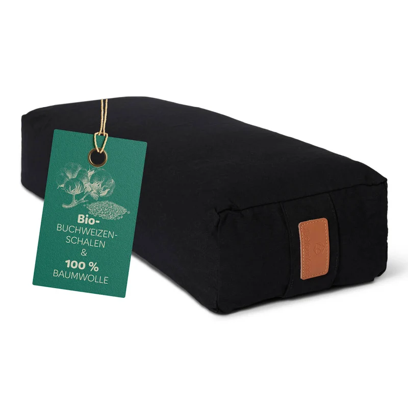 #DoYourYoga Yoga-Bolster Paravati - gefüllt mit Bio-Buchweizenschalen - 67 x 22 x 13 cm - Schwarz