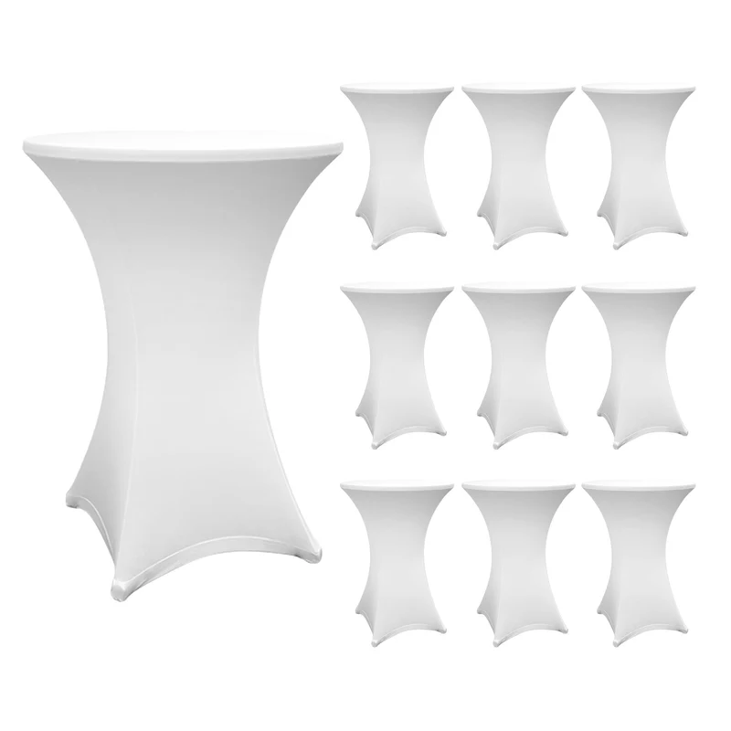 LUMALAND Stehtischhusse - Tisch Bezug - Husse - Ø 80-85 cm - Weiß - 10er-Set
