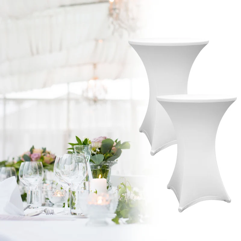 LUMALAND Stehtischhusse - Tisch Bezug - Husse - Ø 80-85 cm - Weiß - 10er-Set