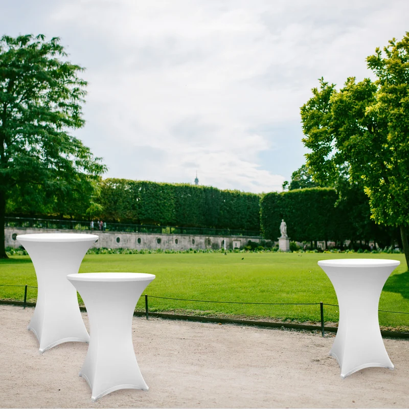 LUMALAND Stehtischhusse - Tisch Bezug - Husse - Ø 80-85 cm - Weiß - 10er-Set