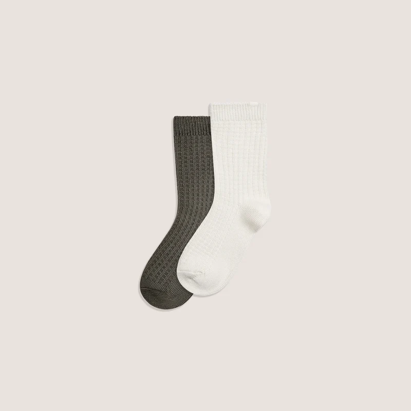 Waffle Crew Socks (2-Pack) - Multi