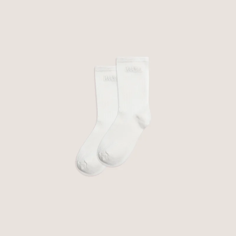 Ribbed Crew Socks (2-Pack) - White