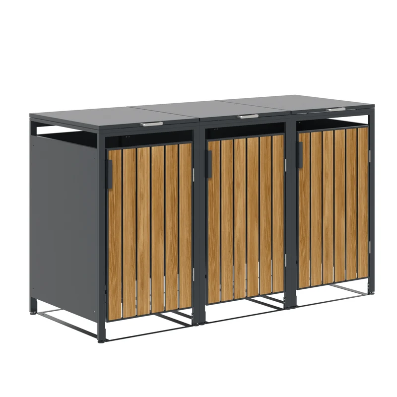 Garden Impressions BinPort antraciet containerbox voor 3 containers teak look
