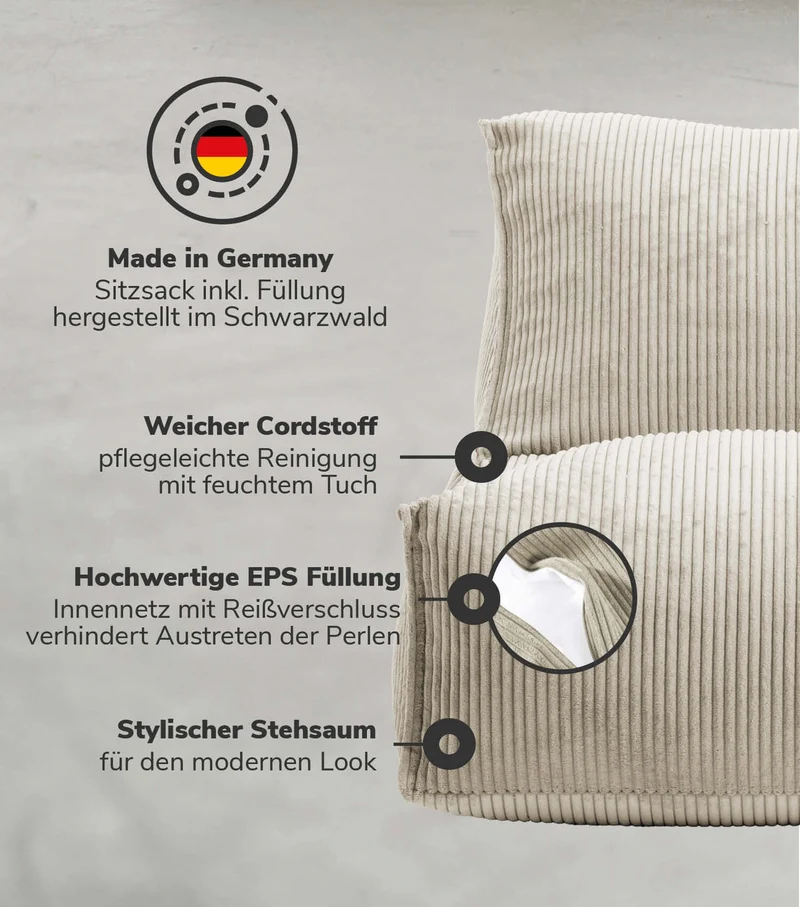 RELOVED Sitzsack 'Doze' auch in Cord