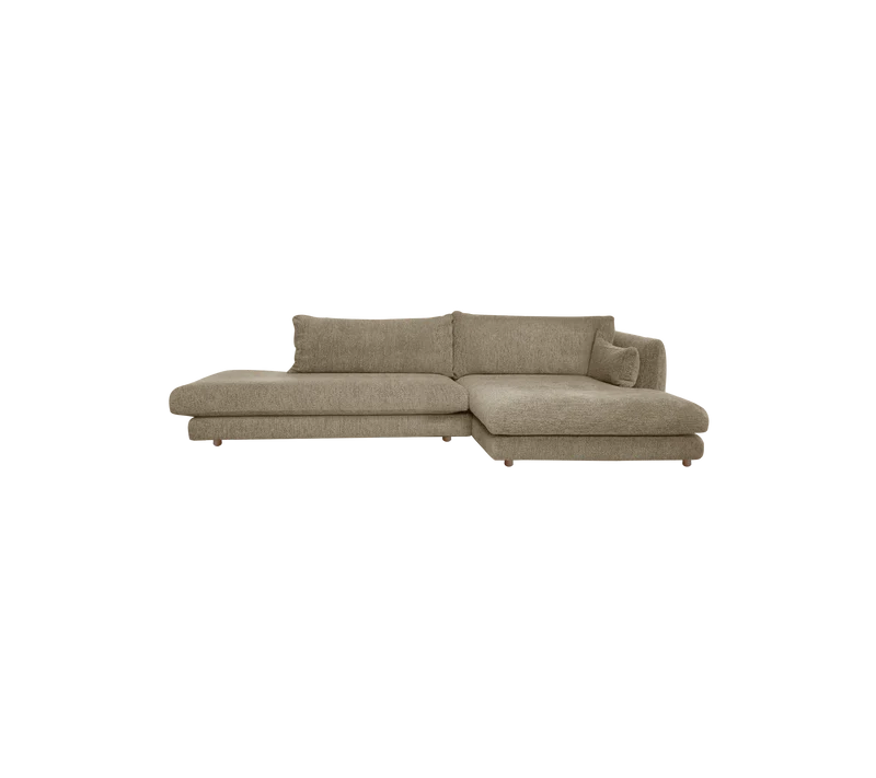 Bloom 2-seater sofa with chaise longue left, open-end and teak legs