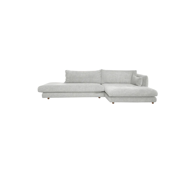 Bloom 2-seater sofa with chaise longue left, open-end and teak legs