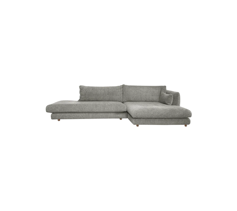 Bloom 2-seater sofa with chaise longue left, open-end and teak legs