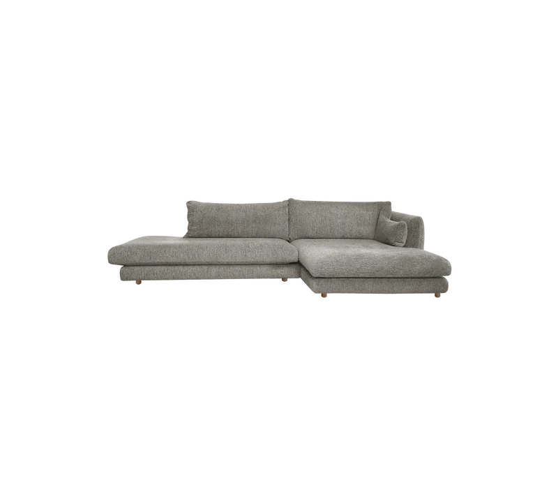 Bloom 2-seater sofa with chaise longue left, open-end and teak legs