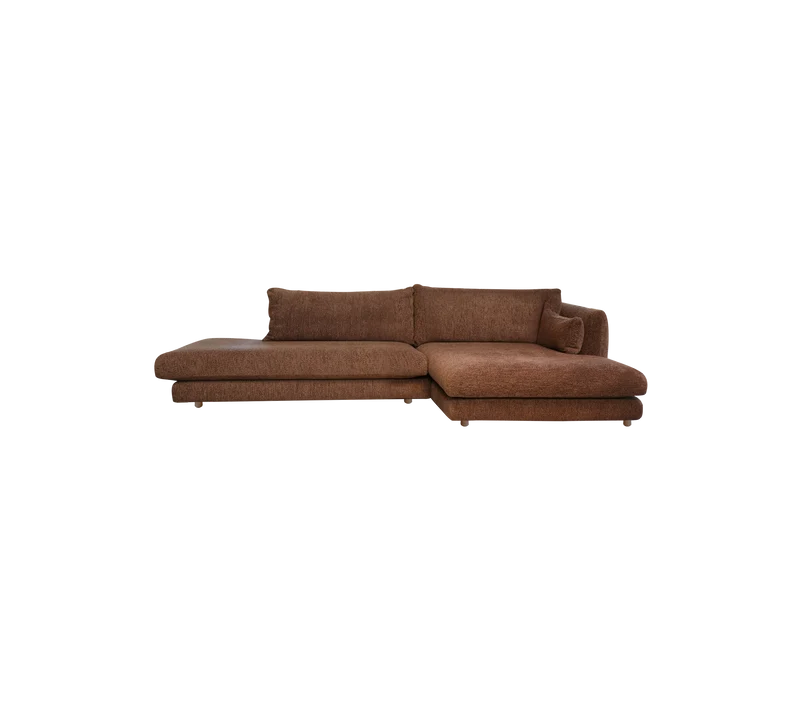 Bloom 2-seater sofa with chaise longue left, open-end and teak legs