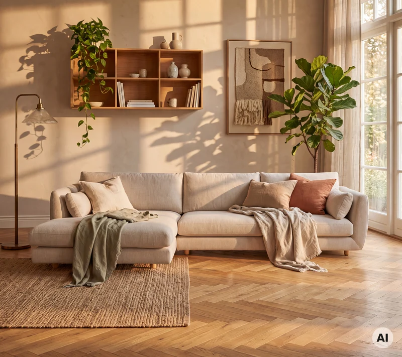 Bloom 2-seater sofa module, left with teak legs