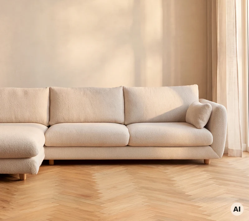 Bloom 2-seater sofa module, left with teak legs