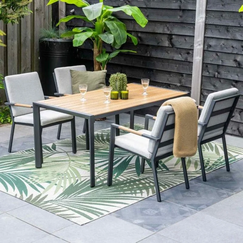 Garden Impressions Oklahoma/Felini tuinset 4 personen teaklook tafel 160 cm