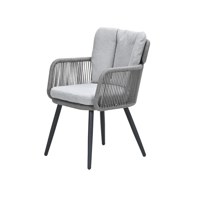 Linares XL dining tuinstoel - carbon black - rope grijs zand - valley sand - Antraciet