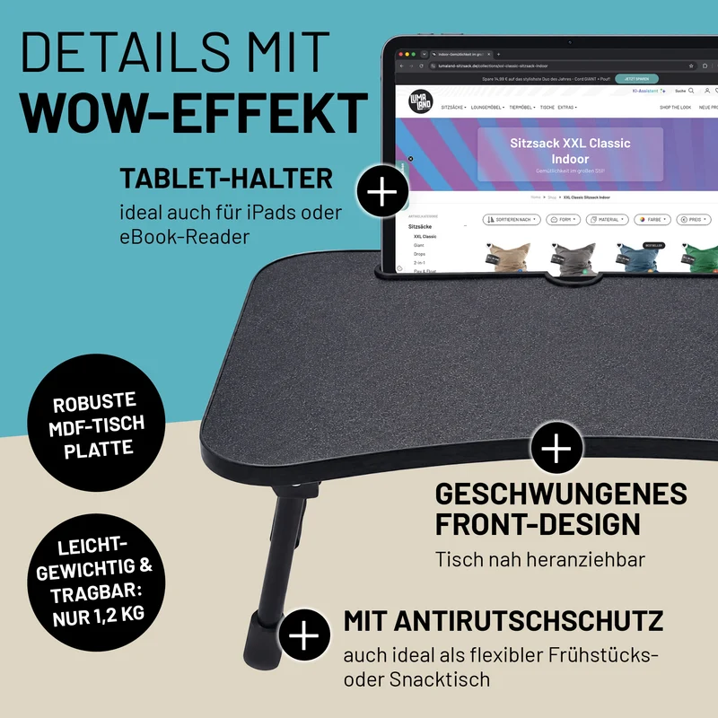 Laptop-Tisch inkl. Tablet-Halter