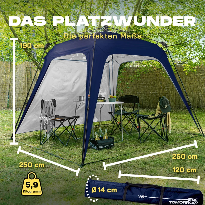 Where Tomorrow - Pop up Pavillon - Faltpavillon - 10 Sek. Quick-up-Aufbau - Navy