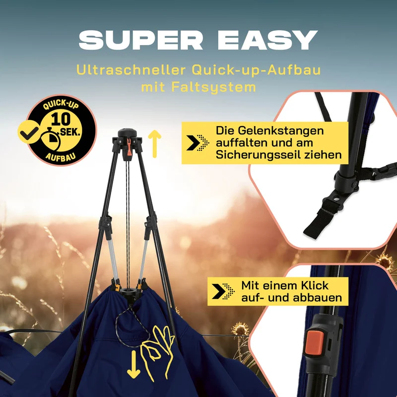 Where Tomorrow - Pop up Pavillon - Faltpavillon - 10 Sek. Quick-up-Aufbau - Navy