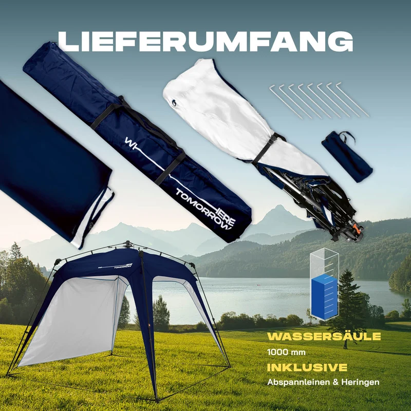 Where Tomorrow - Pop up Pavillon - Faltpavillon - 10 Sek. Quick-up-Aufbau - Navy