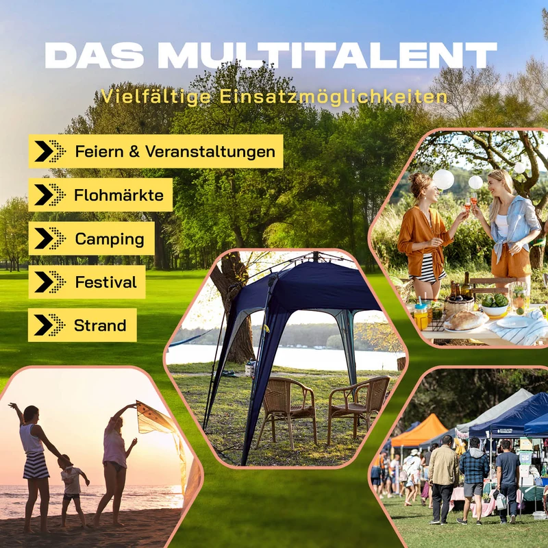 Where Tomorrow - Pop up Pavillon - Faltpavillon - 10 Sek. Quick-up-Aufbau - Navy