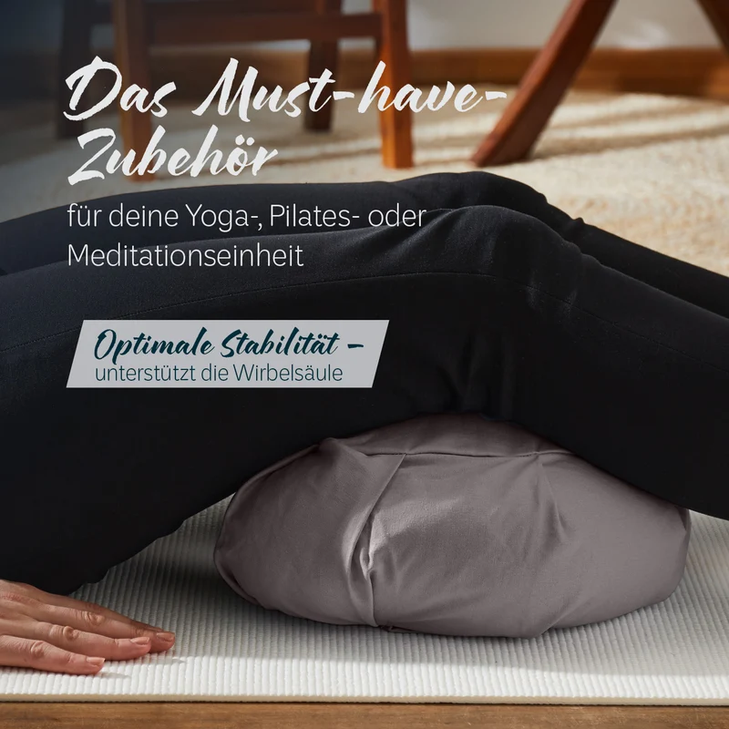 #DoYourYoga Yoga-Kissen Ganesh - gefüllt mit Dinkelspelz - Halbmond - Grau