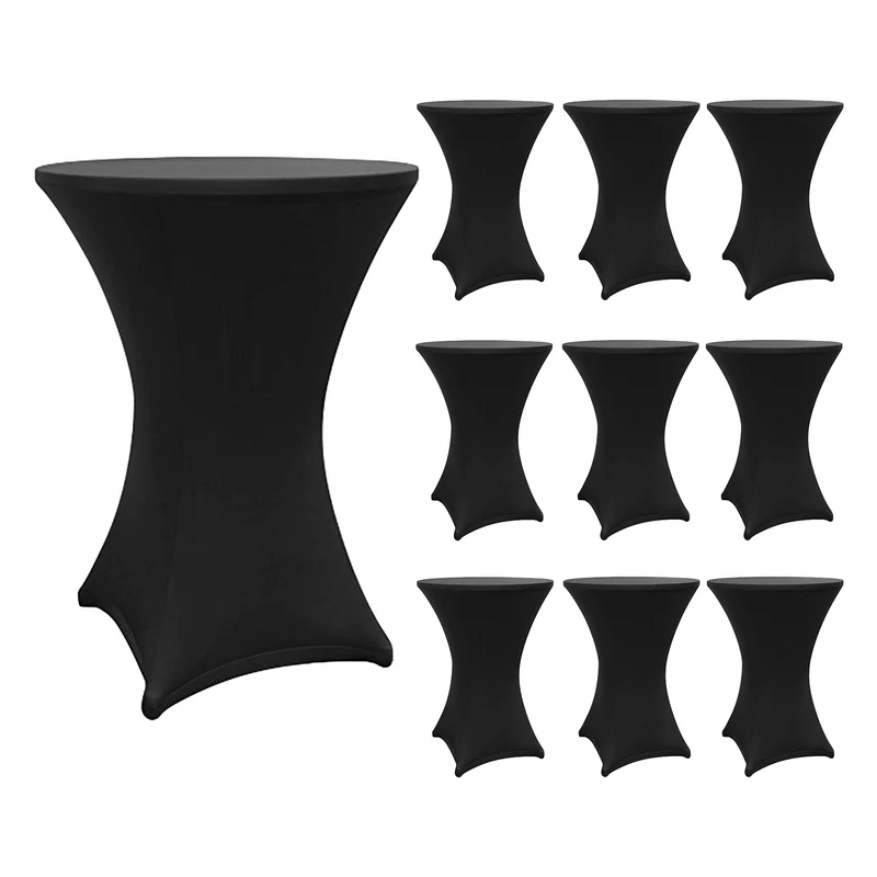 LUMALAND Stehtischhusse - Tisch Bezug - Husse - Ø 80-85 cm - Schwarz - 10er-Set