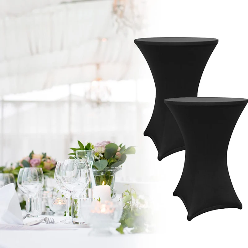 LUMALAND Stehtischhusse - Tisch Bezug - Husse - Ø 80-85 cm - Schwarz - 10er-Set