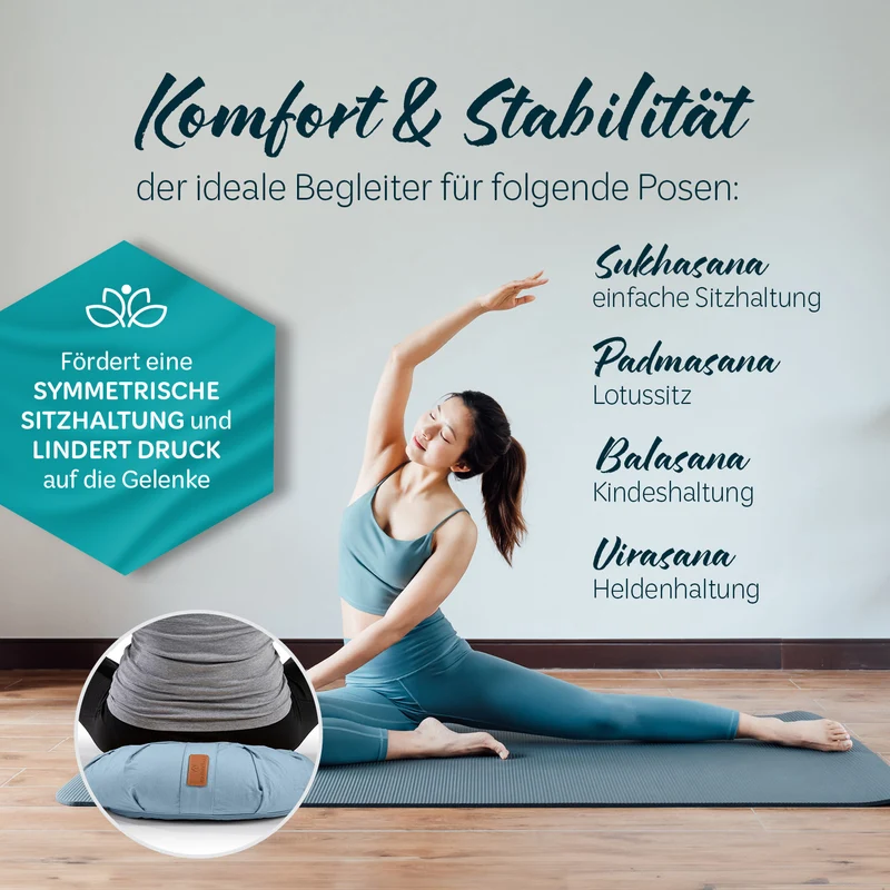 #DoYourYoga Yoga-Kissen Ganesh - gefüllt mit Bio-Buchweizenschalen - Halbmond 45 x 30 x 14 cm - Lavendel