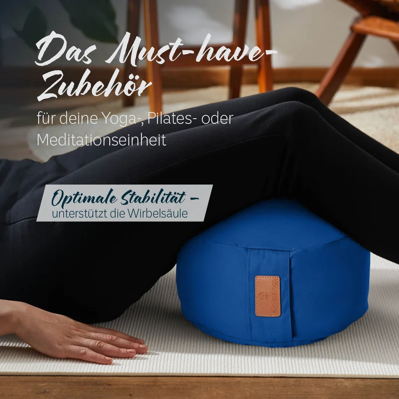 #DoYourYoga Yoga-Kissen Vishnu - gefüllt mit Bio-Buchweizenschalen - Rund 30 x 30 x 15 cm - Navyblau