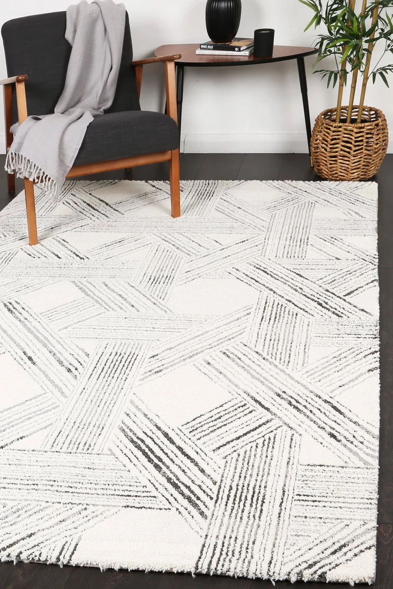 Light Grey Geometric Rug