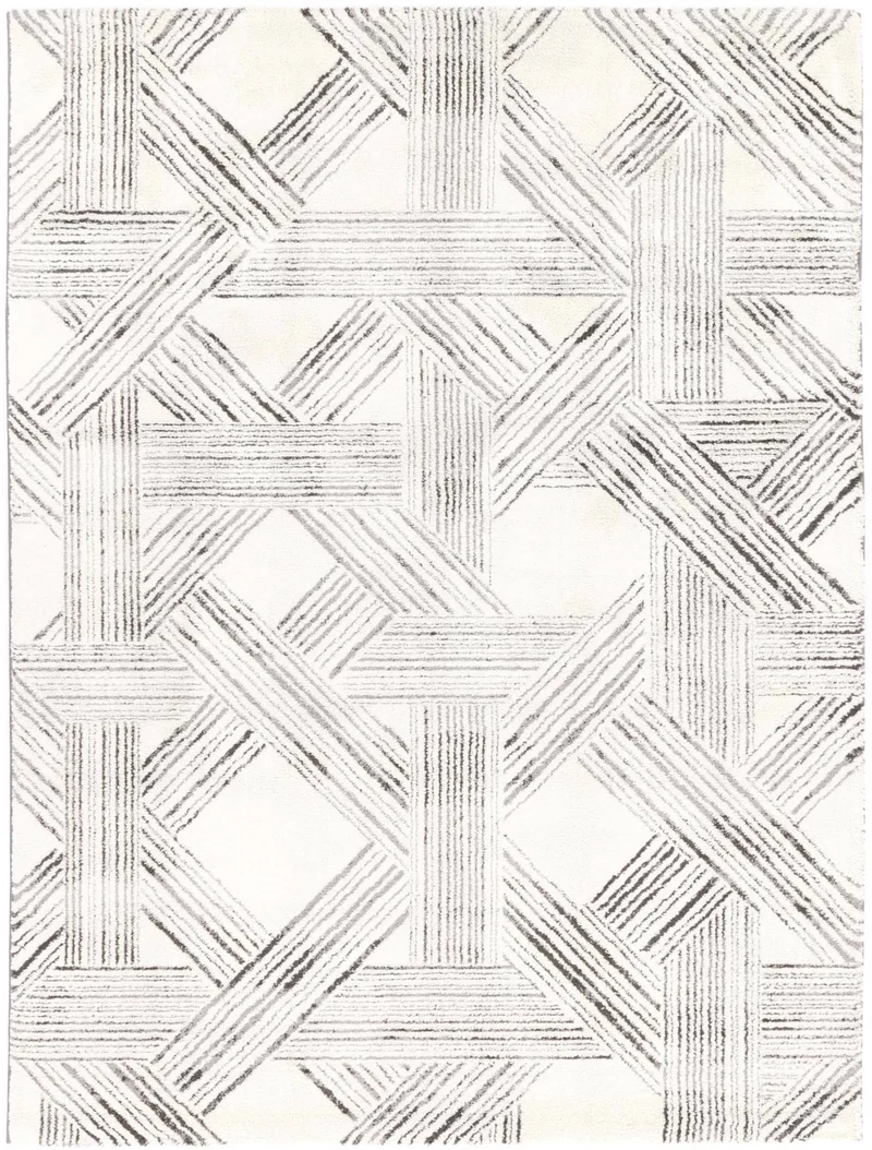 Light Grey Geometric Rug