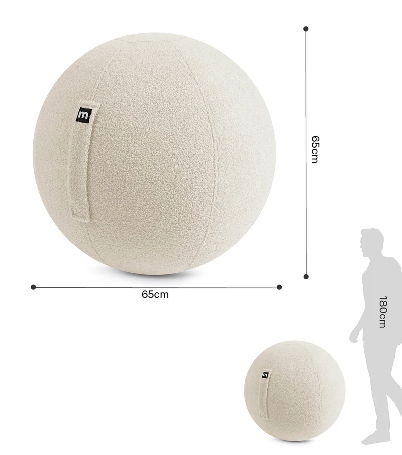 Sitzball mit Teddy Bouclé Stoffbezug 'Der Runde'