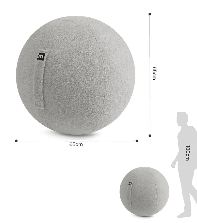 Sitzball mit Teddy Bouclé Stoffbezug 'Der Runde'