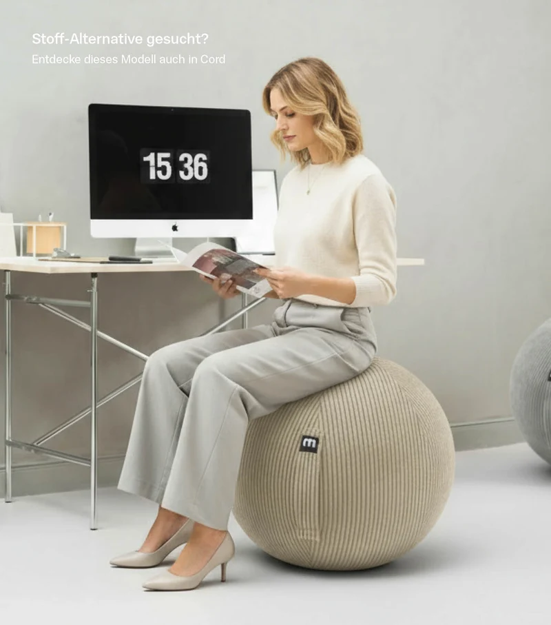 Sitzball mit Teddy Bouclé Stoffbezug 'Der Runde'