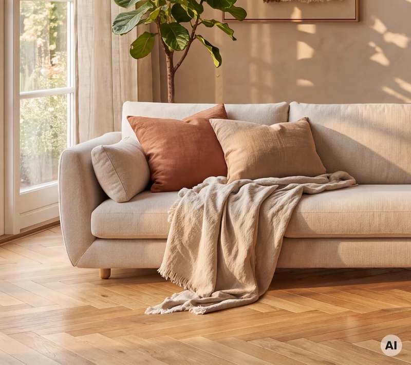 Bloom 2-seater sofa module, right with teak legs