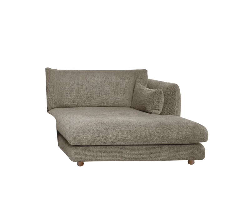 Bloom chaise longue sofa module, left with teak legs