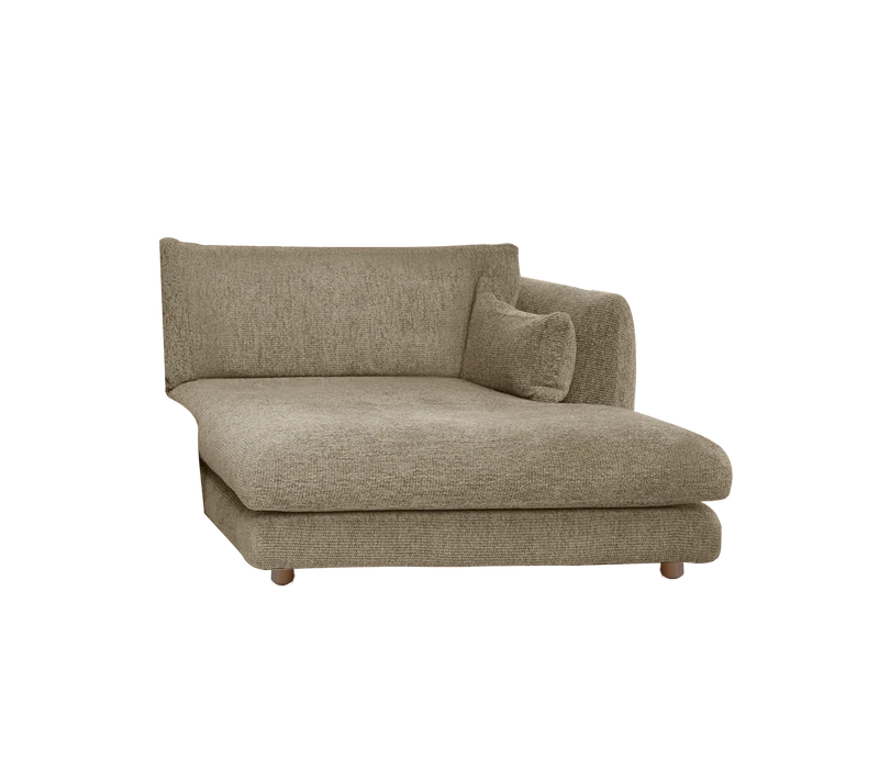 Bloom chaise longue sofa module, left with teak legs
