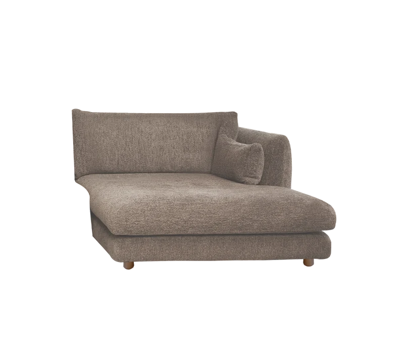 Bloom chaise longue sofa module, left with teak legs