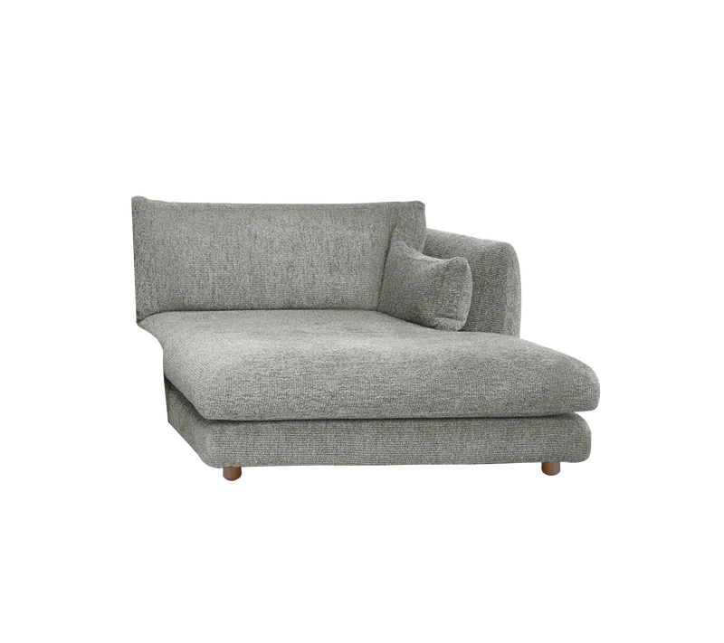 Bloom chaise longue sofa module, left with teak legs