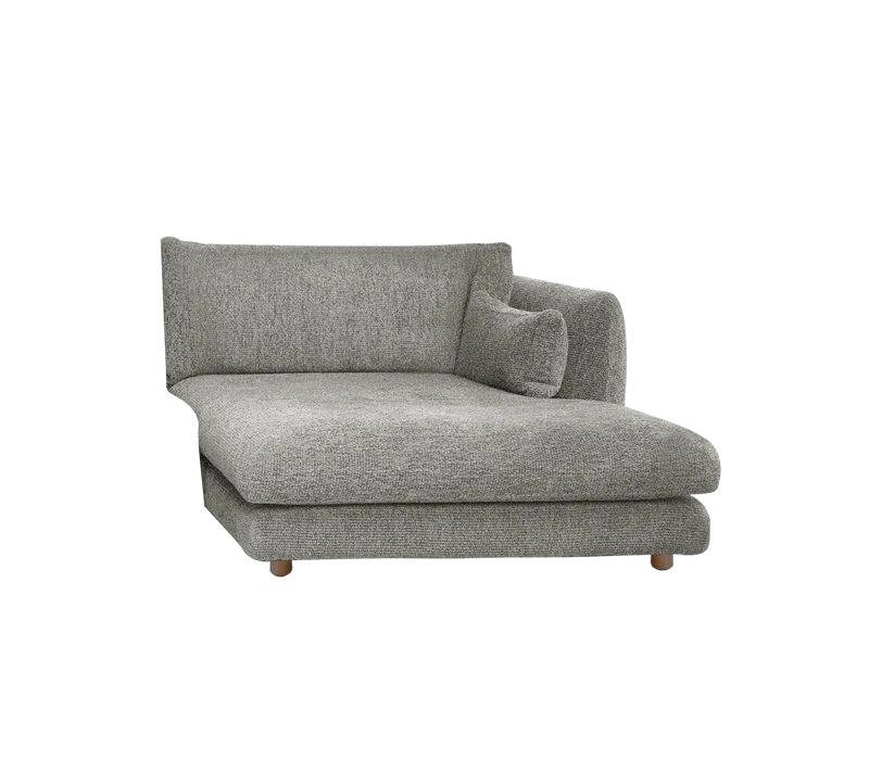 Bloom chaise longue sofa module, left with teak legs