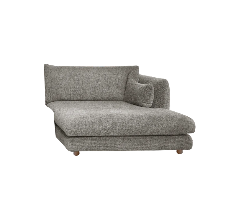 Bloom chaise longue sofa module, left with teak legs
