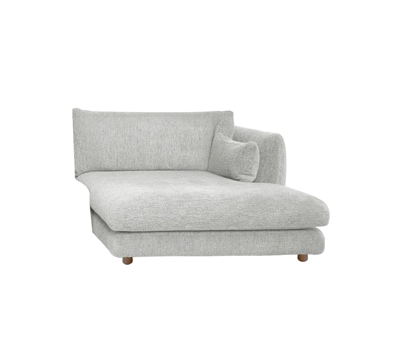 Bloom chaise longue sofa module, left with teak legs