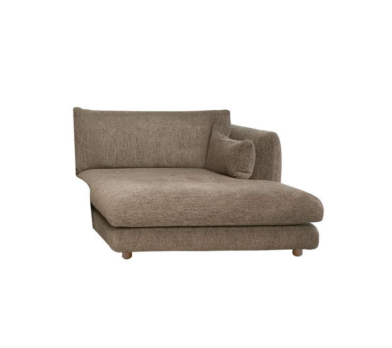 Bloom chaise longue sofa module, left with teak legs
